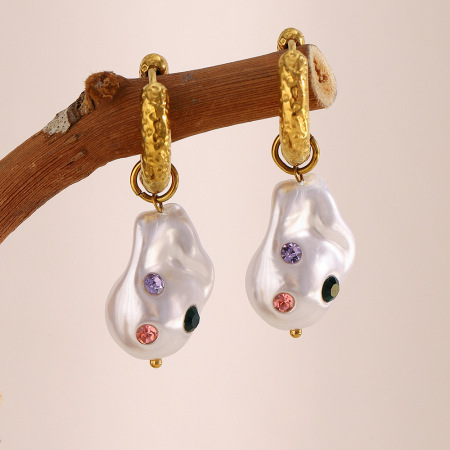 1 paire de boucles d'oreilles pendantes pour femme, simples et élégantes, en acier inoxydable imperméable, de forme irrégulière. 2