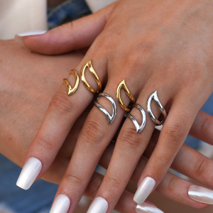 Bague Femme Simple, Forme Irrégulière, En Acier Inoxydable Étanche h5 Image4