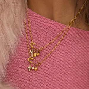 Collier Pendentif Femme En Forme De Trombone Romantique, En Acier Inoxydable Étanche Couleur Or (1 Pièce) h5 Image3