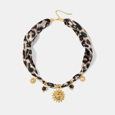 Collier pendentif Sun en acier inoxydable étanche couleur or 2