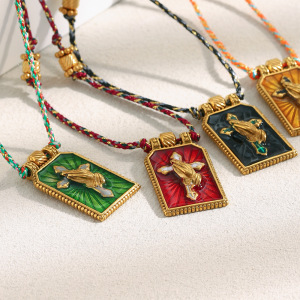 Collier Pendentif Sophistiqué Pour Femme, En Acier Inoxydable Étanche, Couleur Or, Orné D'Un Motif De Tarot (1 Pièce) h5 Image5