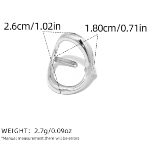 Bague Femme Rétro De Forme Irrégulière En Acier Inoxydable Étanche Couleur Or (1 Pièce) h5 