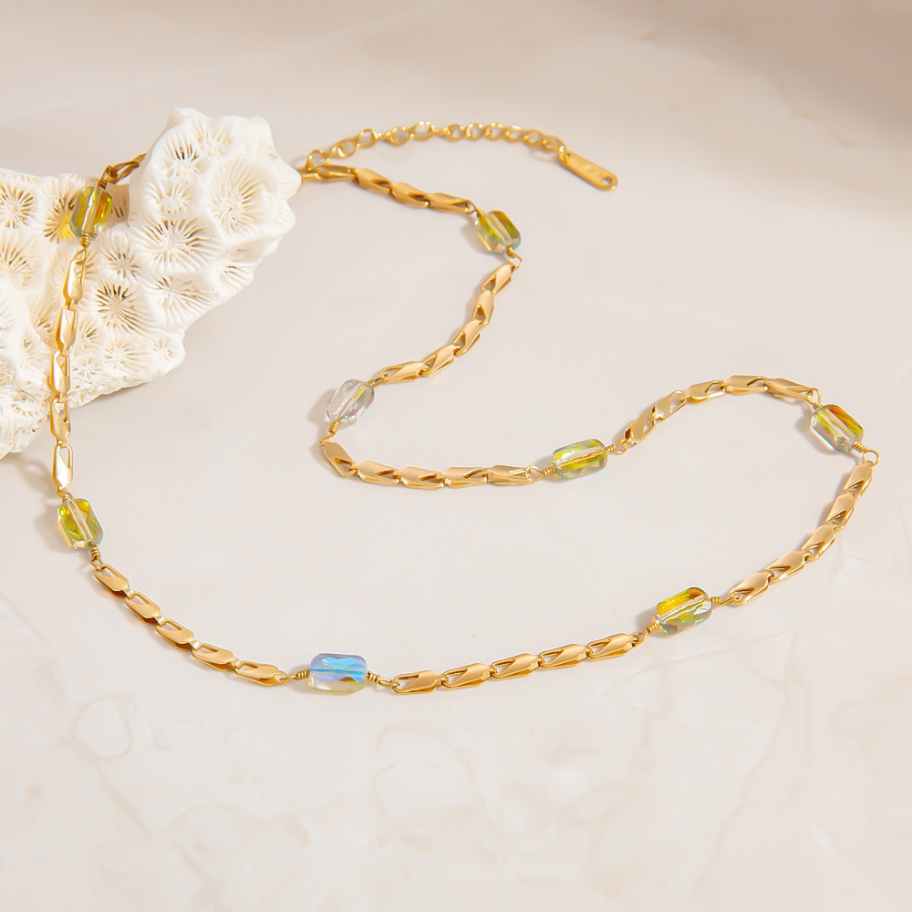 1 Collier Chaîne Femme Simple, Bohème, Forme Irrégulière, En Acier Inoxydable Étanche Image5