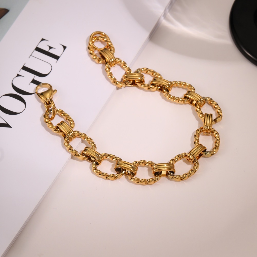 Bracelet Chaîne Simple En Acier Inoxydable Étanche Pour Femme (1 Pièce) Image3