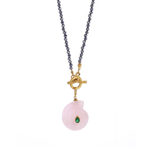 Collier De Perles Pour Femme En Acier Inoxydable Doré, Orné De Coquillages Et De Pierres Naturelles (1 Pièce). h5