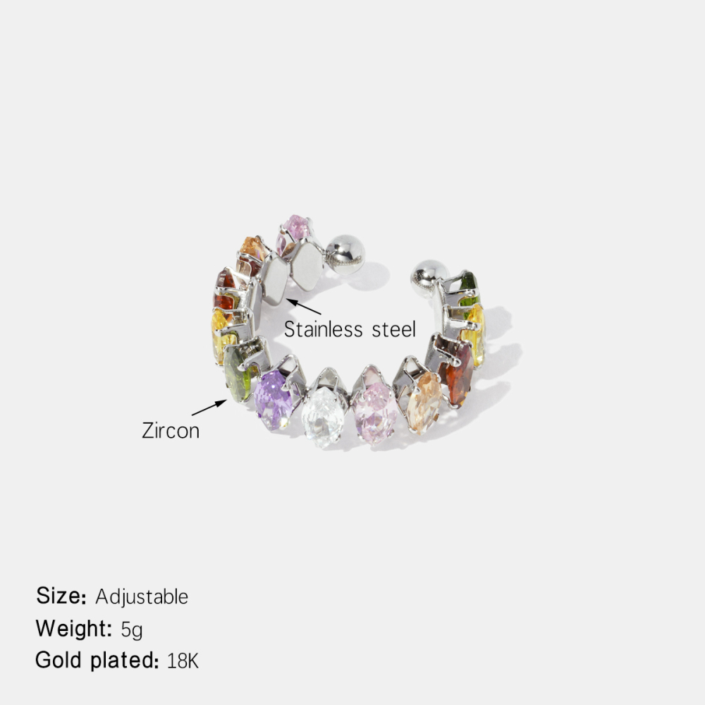 Bague Luxueuse Ronde En Acier Inoxydable Étanche Avec Pierre Précieuse