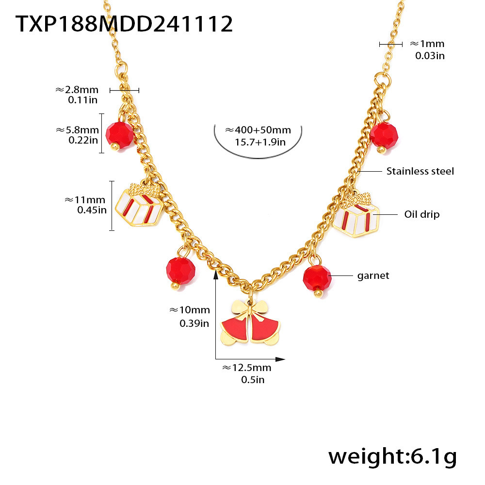 Ensembles De Bijoux Classiques De Noël Pour Femmes, En Acier Inoxydable, Imperméables, Couleur Or, Avec Grenat 