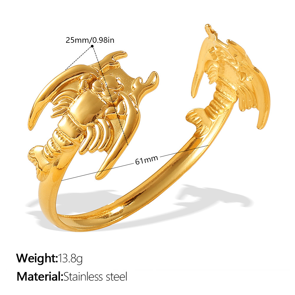 Bracelet Manchette Étanche En Acier Inoxydable Doré, En Forme De Poisson (1 Pièce) 