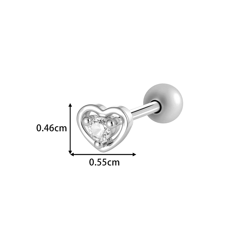 Boucle D'Oreille Piercing En Forme De Cœur, Nœud Papillon, Cuivre, Couleur Or Et Zircon h5Image2