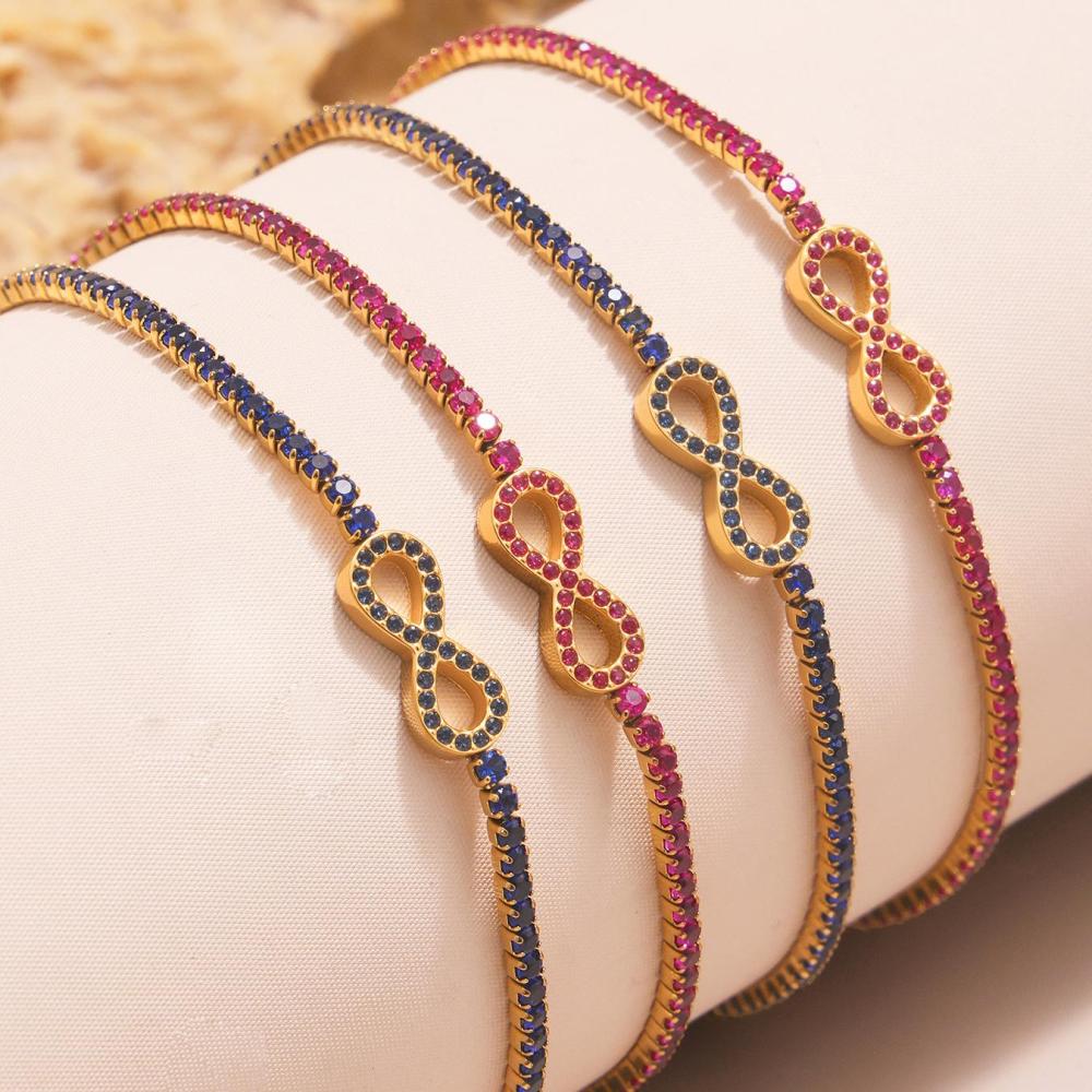 Ensembles De Bijoux Élégants Infinity En Acier Inoxydable Étanche Couleur Or Pour Femmes Image2