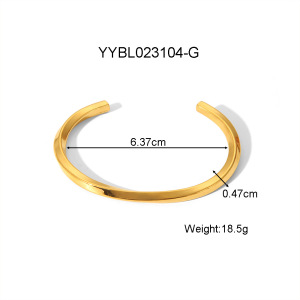 Bracelet Manchette Simple En Acier Inoxydable Étanche Couleur Or (1 Pièce) h5