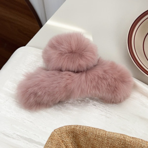 1 Pince À Cheveux Simple Et Mignonne En Peluche Super Douce De Couleur Unie Pour Femme h5 