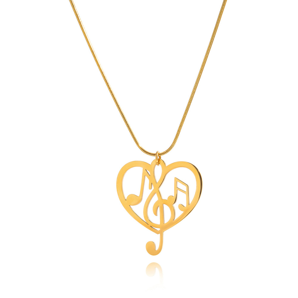 Collier Pendentif Femme En Acier Inoxydable Doré, Étanche, Avec Message Romantique (1 Pièce) 