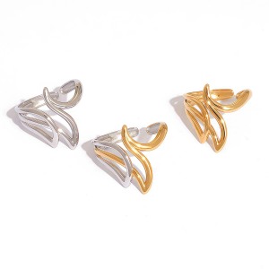 Bague Femme Tendance, En Acier Inoxydable Doré, Forme Irrégulière, Étanche, À Porter Au Quotidien. h5 Image6