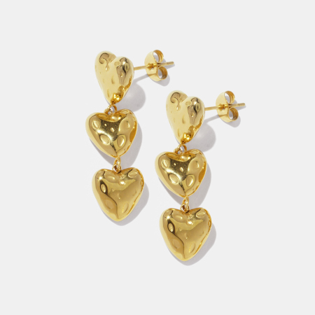 Boucles d'oreilles pendantes en acier inoxydable doré, motif marteau en forme de cœur, étanches, couleur or