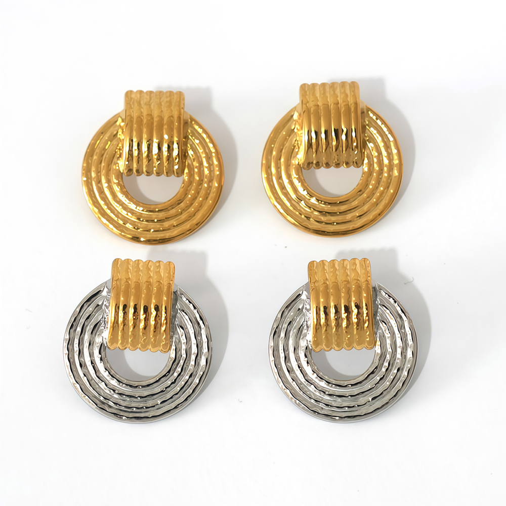 1 Paire De Boucles D'Oreilles Puces Élégantes, Rondes, Multicolores, En Acier Inoxydable Étanche Pour Femme h5Image4