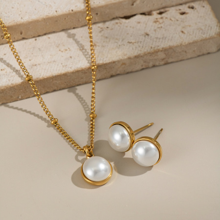Ensembles de bijoux pour femmes Daily Circle en acier inoxydable étanche couleur or