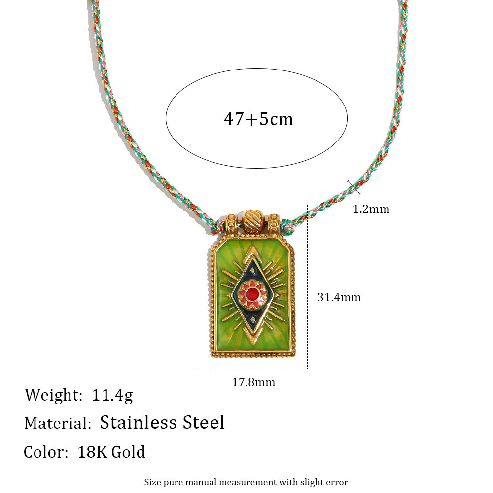 Collier Tressé Luxueux Pour Femme, En Acier Inoxydable, Couleur Or, Avec Pendentif Œil De Tarot (1 Pièce) Image4