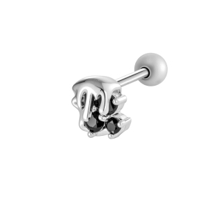 Boucle D'Oreille Piercing En Forme De Cœur En Cuivre Et Zircon Couleur Or h5 