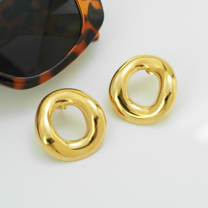 Boucles D'Oreilles Puces Élégantes Pour Femme, En Acier Inoxydable Doré, Imperméables, De Forme Irrégulière (1 Pièce). h5 Image7