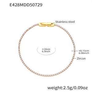 Bracelet À Maillons Pour Femme, En Acier Inoxydable Doré, Orné De Zircon, Avec Lignes Délicates (1 Pièce). h5