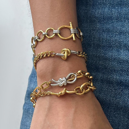 Bracelet Chaîne Étanche Pour Femme, En Acier Inoxydable, Coloris Or Et Argent (1 Pièce). 2