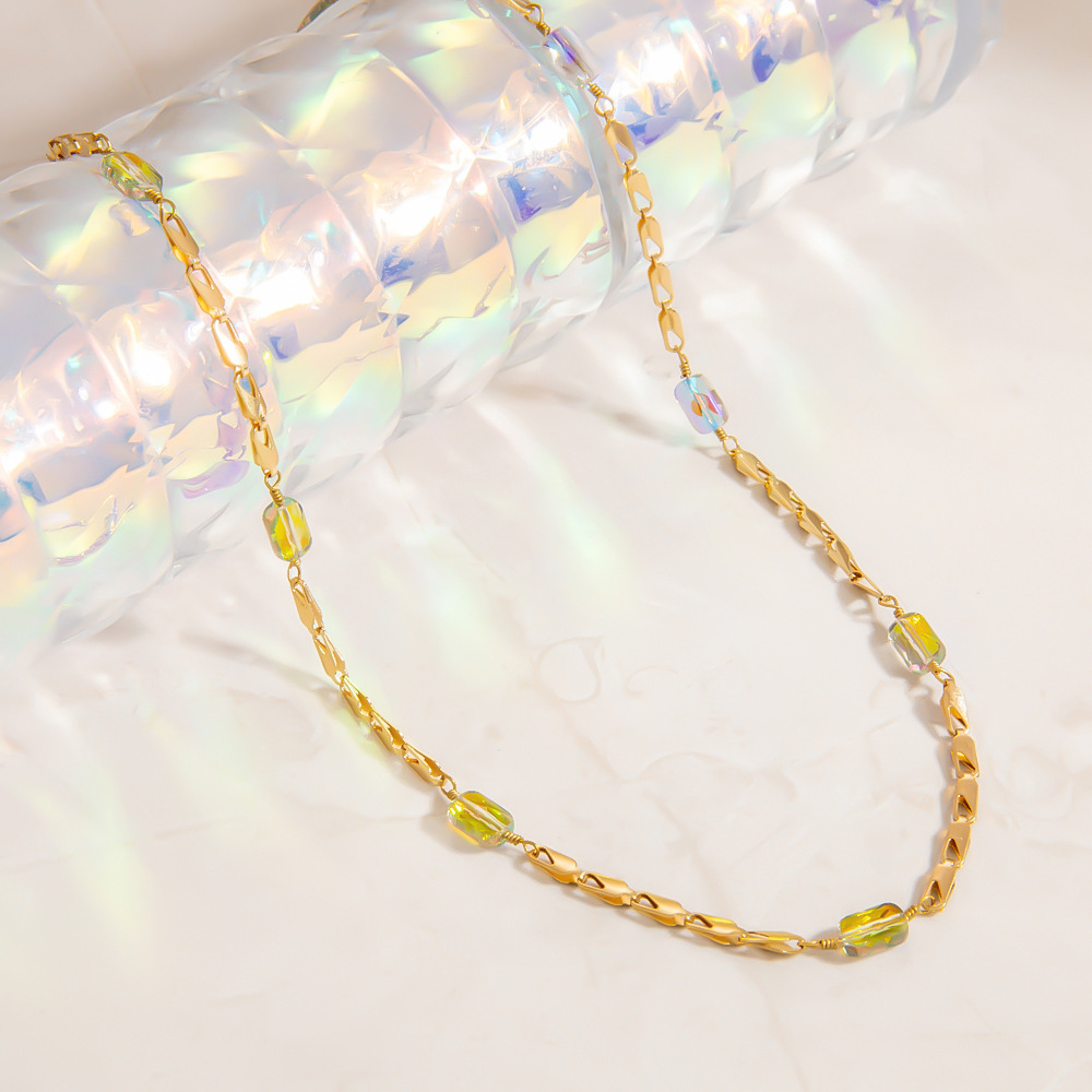 1 Collier Chaîne Femme Simple, Bohème, Forme Irrégulière, En Acier Inoxydable Étanche Image4