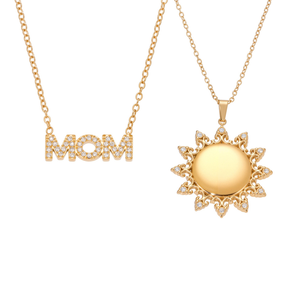 Collier Pendentif Femme Classique Soleil En Acier Inoxydable Étanche Couleur Or (1 Pièce) Image8