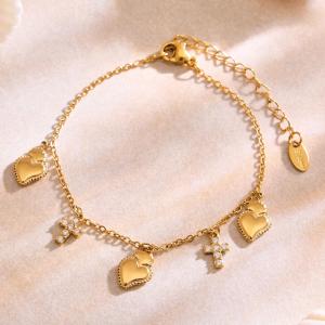 Ensembles De Bijoux Pour Femmes En Acier Inoxydable Doré, Forme Croix Et Cœur, Collection Romantique h5 Image7