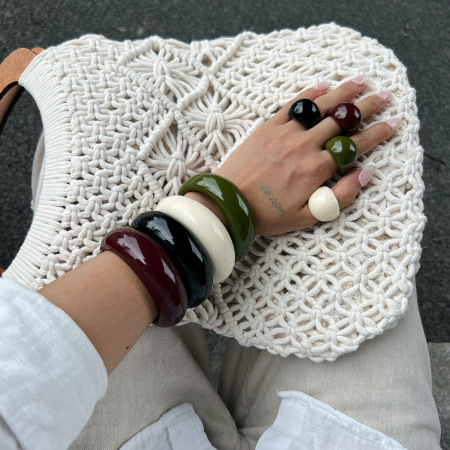 Bracelet jonc en résine de couleur unie, 1 pièce 2