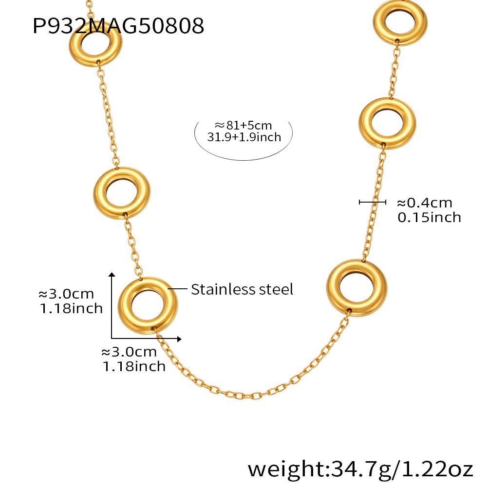 Collier Long Pour Femme, 1 Pièce, En Acier Inoxydable, Couleur Or, Simple Et Résistant À L'Eau. h5Image2