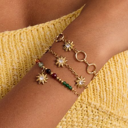 Ensembles de bijoux pour femmes Classic Sun en acier inoxydable étanche couleur or 2