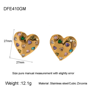 Ensemble De Bijoux Pour Femme En Acier Inoxydable Imperméable Avec Zircon Et Motif Cœur Romantique (1 Pièce) h5 
