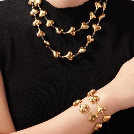 Ensembles de bijoux pour femmes en acier inoxydable doré, imperméables, en forme de cœur romantique 2