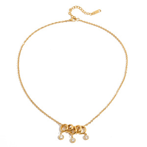 Collier Pendentif Femme Luxueux En Acier Inoxydable Doré, Forme Ronde, Étanche (1 Pièce) h5 