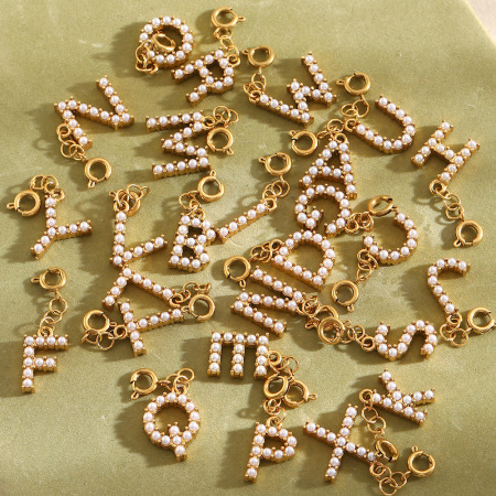 Pendentif femme exquis en acier inoxydable, couleur or, avec lettre (1 pièce) 2