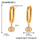 Boucles d'oreilles en U avec double anneau en zircon doré Image6