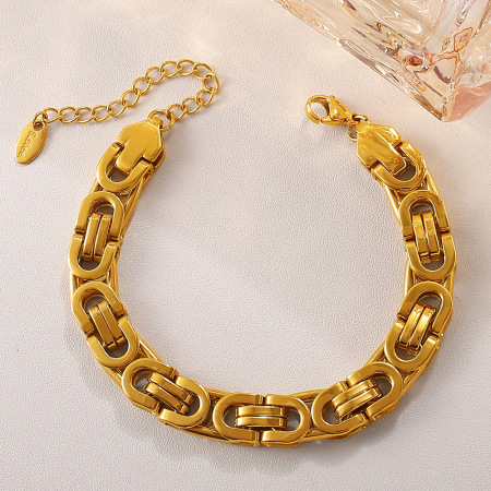 Bracelet à grosse chaîne en acier inoxydable étanche couleur or (1 pièce)