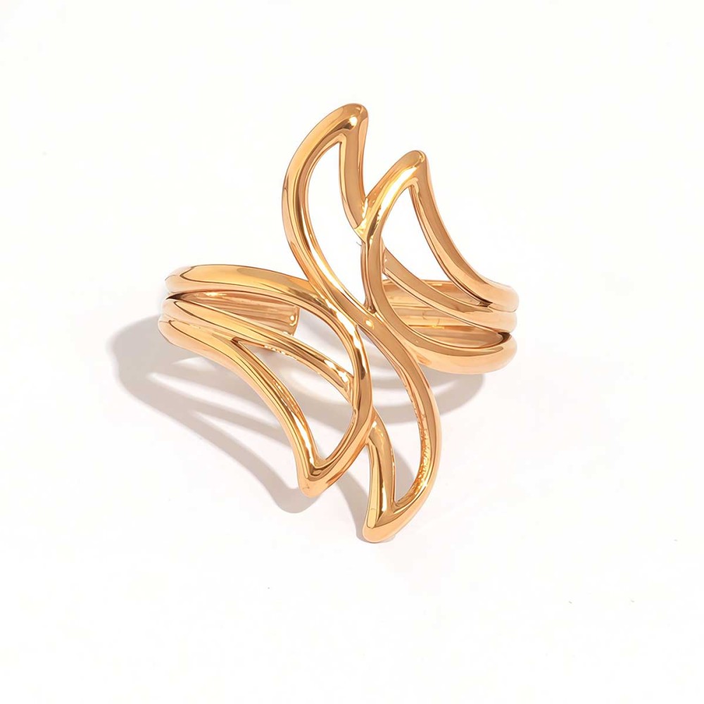Bague Tendance Décontractée De Forme Irrégulière En Acier Inoxydable, Couleur Or, Étanche. 