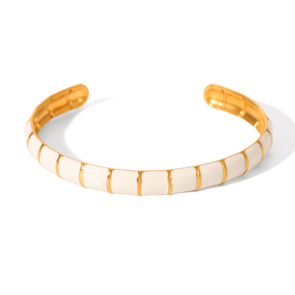 Bracelet Pour Femme Simple Series Daily Plant En Acier Inoxydable Étanche Couleur Or (1 Pièce) Image6