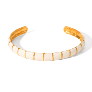 Bracelet Pour Femme Simple Series Daily Plant En Acier Inoxydable Étanche Couleur Or (1 Pièce) h5 Image6