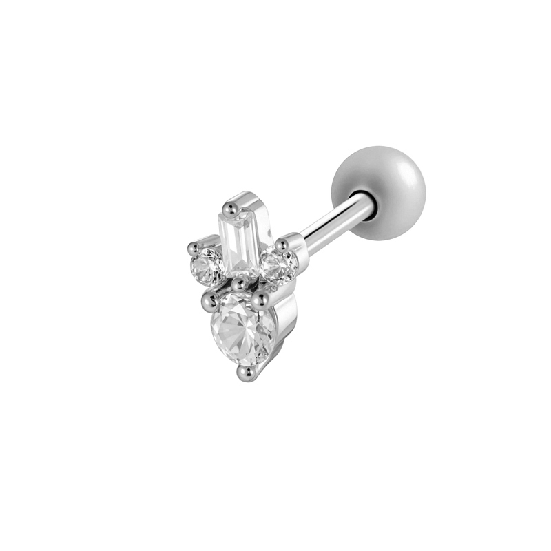 Boucle D'Oreille Piercing Œil Du Diable En Cuivre Et Zircon Couleur Or, 1 Pièce 