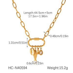 Collier Pendentif Femme Simple En Forme De Goutte De Poisson, En Acier Inoxydable Étanche, Couleur Or (1 Pièce) h5 Image2