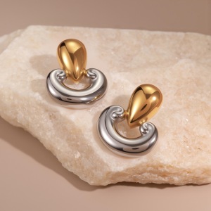 1 Paire De Boucles D'Oreilles Puces Élégantes En Acier Inoxydable Multicolore Étanche Pour Femme h5 Image4