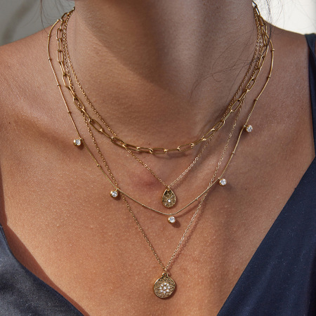 Collier pendentif femme étanche en acier inoxydable, motif goutte rétro (1 pièce)