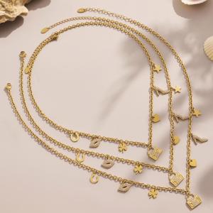 Ensembles De Bijoux Pour Femmes En Acier Inoxydable Imperméable, Motif Cœur Et Trèfle, Couleur Or. h5 Image6