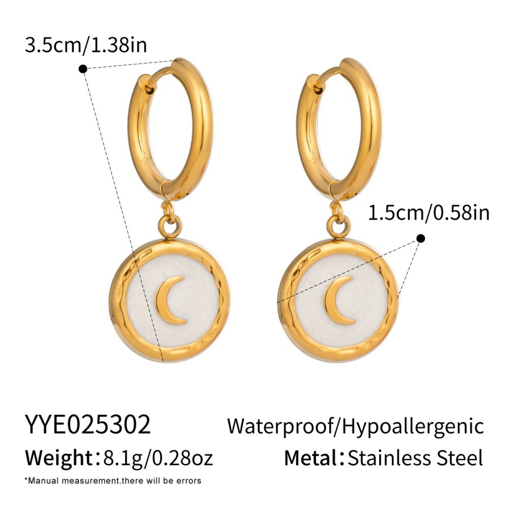 Ensemble Collier Et Pendentif Lune Élégante En Acier Inoxydable Étanche Couleur Or De La Série Classique 