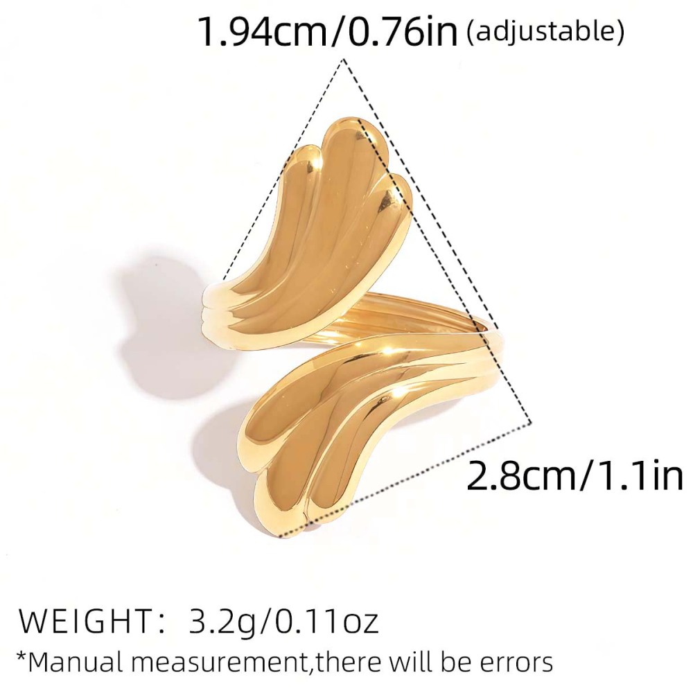 Bague Tendance Décontractée En Acier Inoxydable Doré, De Forme Irrégulière Et Étanche. Image2