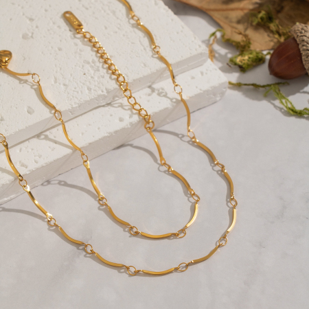 Ensemble collier simple en acier inoxydable imperméable couleur or 2
