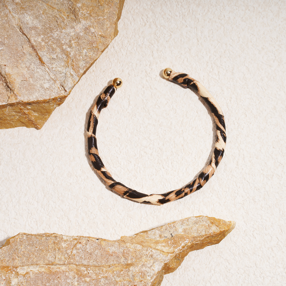 Bracelet Manchette En Alliage De Cuir Léopard Rétro 1 Pièce Image4